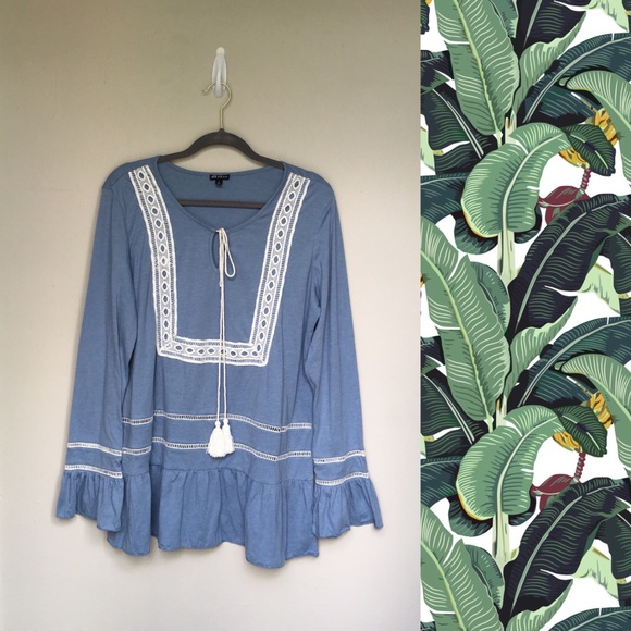 Hannah Tops - Hannah ~ boho tunic top with crocheted detail